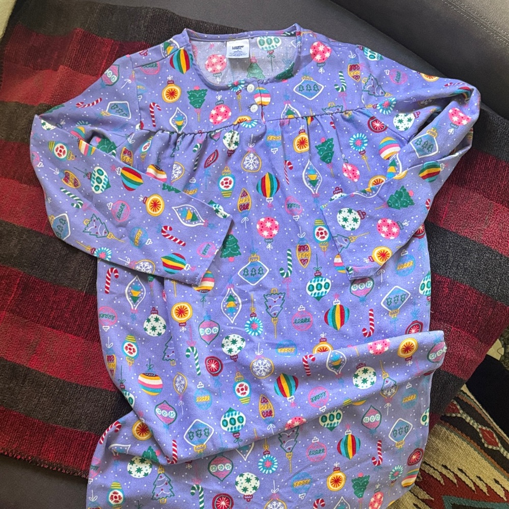 Lands' End Purple Nightgown with Festive Patterns